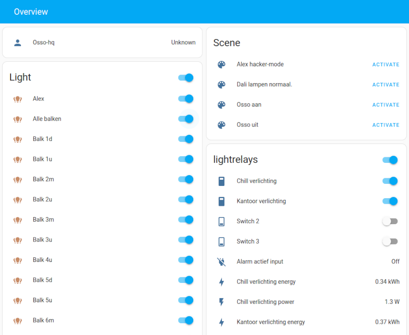 Homeassistant overview with many buttons